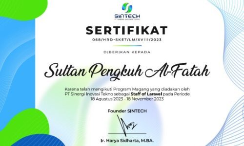 Sertifikat Sultan Pengkuh Al-Fatah